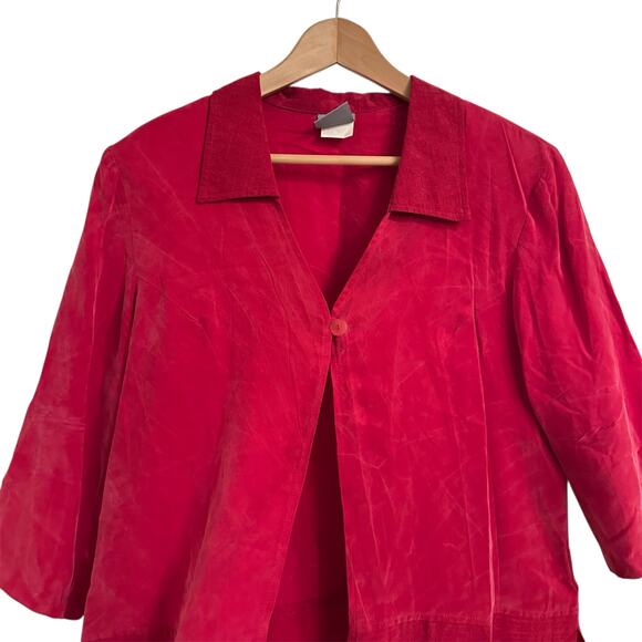 Vintage Rabbit Rabbit Rabbit Cold Rayon One Button Shirt Jacket Top Sz 16 - Picture 2 of 5